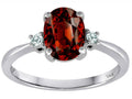 Tommaso Design 8x6mm Oval Genuine Garnet and Diamond Engagement Ring