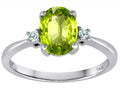 Tommaso Design 8x6mm Oval Genuine Peridot Engagement Ring