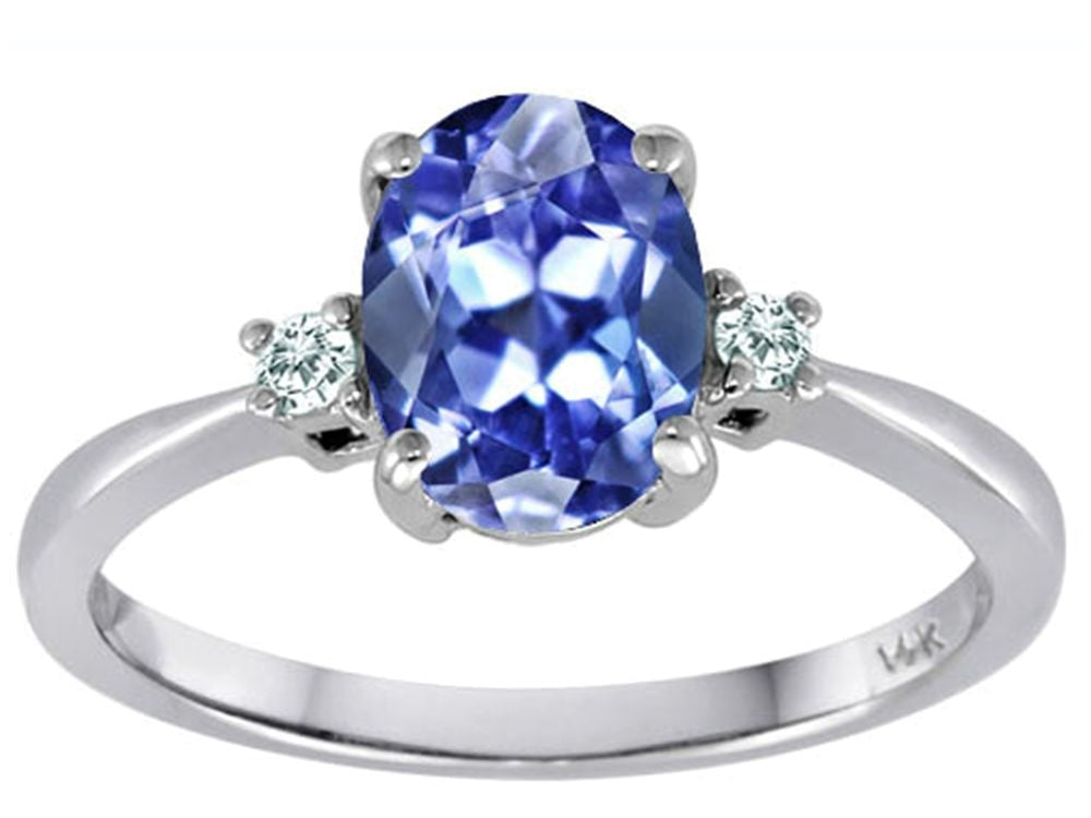 Tommaso Design 8x6mm Oval Genuine Tanzanite Engagement Ring