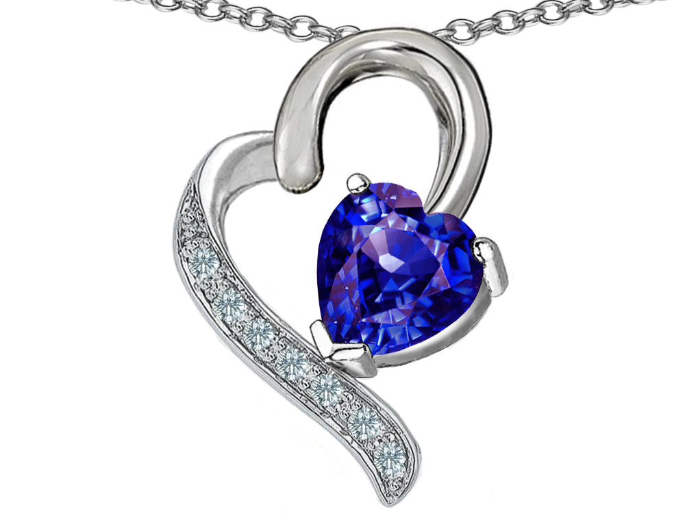 Star K™ 7mm Heart Shape Simulated Tanzanite Heart Pendant Necklace