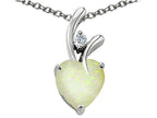 Star K™ 8mm Heart Shape Simulated Opal Pendant Necklace