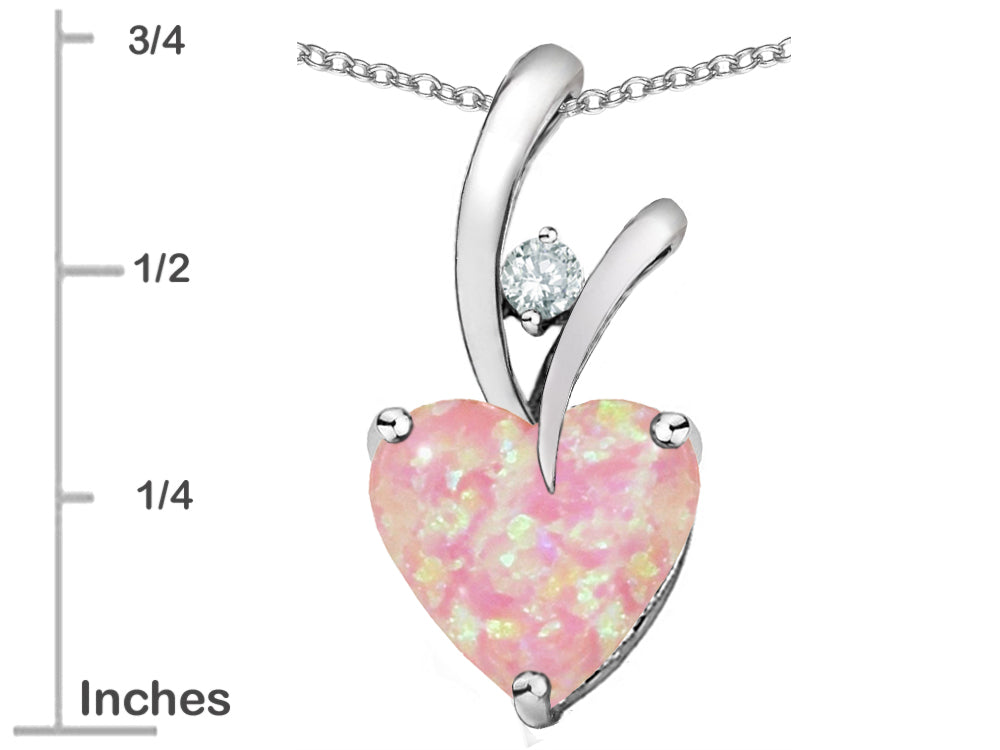 Star K™ 8mm Heart Shape Pink Created Opal Endless Love Pendant Necklace
