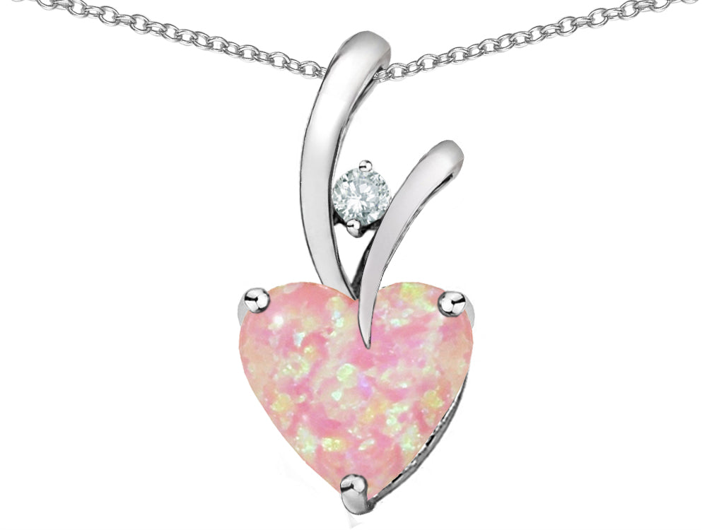 Star K™ 8mm Heart Shape Pink Created Opal Endless Love Pendant Necklace