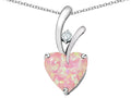 Star K™ 8mm Heart Shape Pink Created Opal Endless Love Pendant Necklace