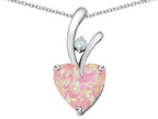 Star K™ 8mm Heart Shape Pink Created Opal Endless Love Pendant Necklace