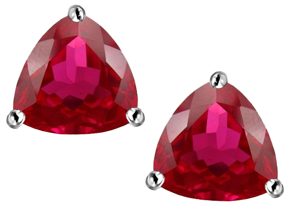 Star K™ Trillion 7mm Created Ruby Earrings Studs