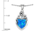Star K™ Loving Mother Twin Children Pendant Necklace With Heart Shape 8mm Blue Created Opal