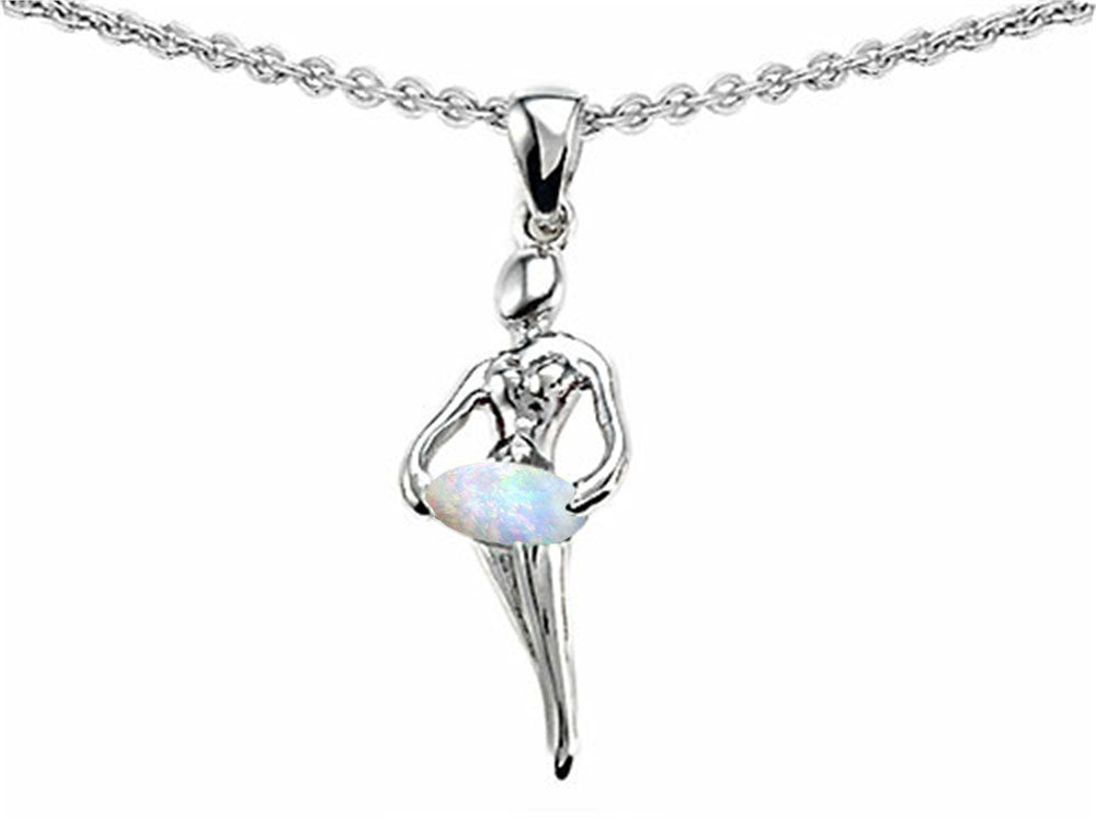 Star K™ Ballerina Dancer Pendant Necklace with Round 7mm Created Opal