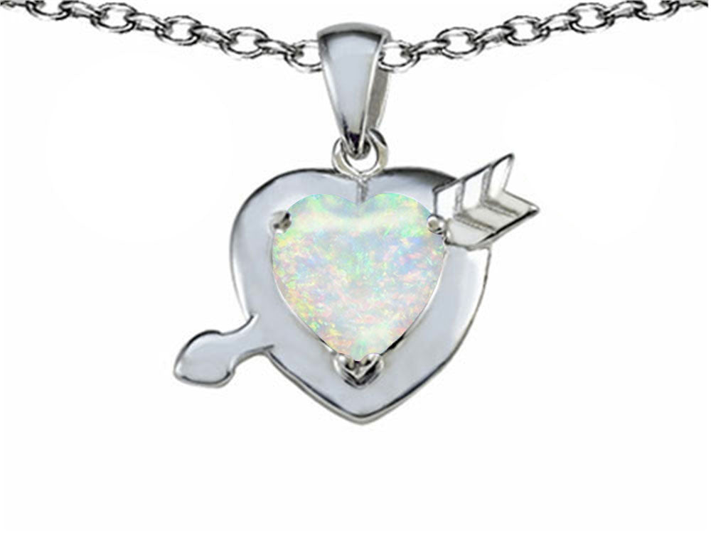 Star K™ Heart with Arrow Love Pendant Necklace with Heart Shape 8mm Created Opal