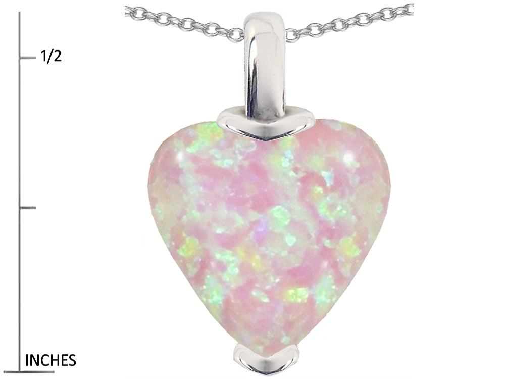 Star K™ Heart Shaped 10mm Created Pink Opal Pendant Necklace