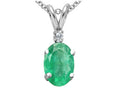Tommaso Design™ Oval 7x5mm Genuine Emerald Pendant Necklace