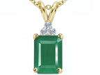 Tommaso Design™ Emerald Cut 7x5mm Genuine Emerald Pendant Necklace
