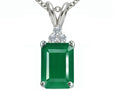 Tommaso Design™ Emerald Cut 7x5mm Genuine Emerald Pendant Necklace
