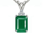 Tommaso Design™ Emerald Cut 7x5mm Genuine Emerald Pendant Necklace