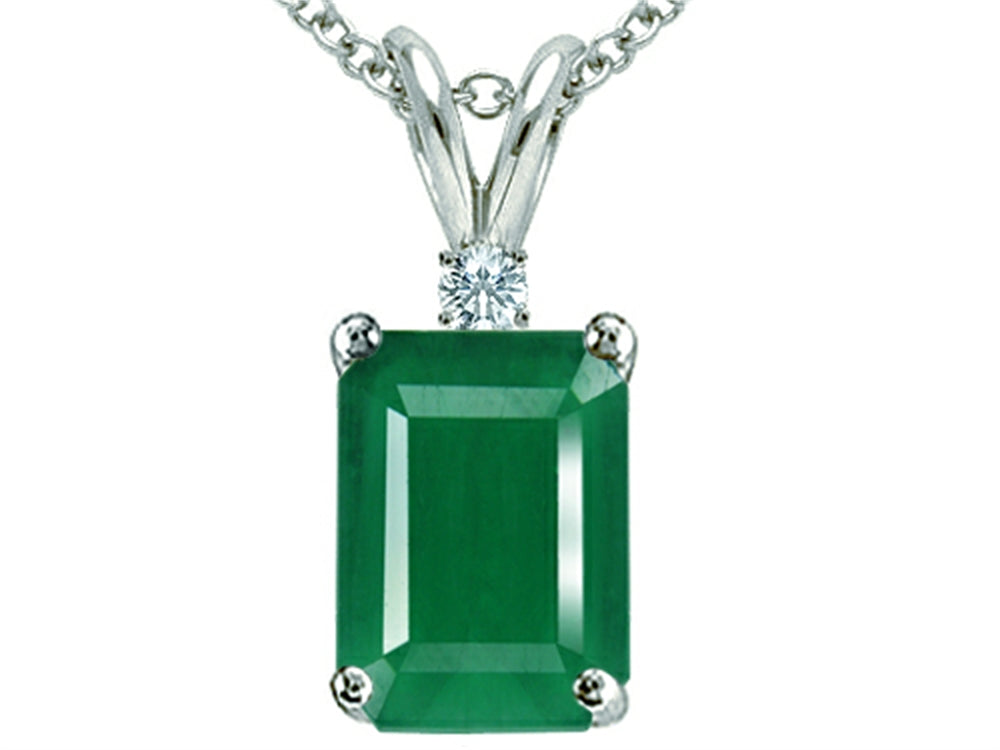 Tommaso Design™ Classic 7x5mm Emerald Cut Genuine Emerald Pendant Necklace