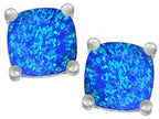 Star K™ Cushion-Cut 7mm Blue Created Opal Earrings Studs