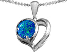 Star K™ Heart Shape Pendant Necklace With Round 7mm Blue Created Opal
