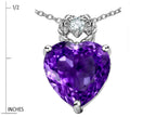 Star K™ Heart Rope Pendant Necklace with Genuine 8mm Amethyst