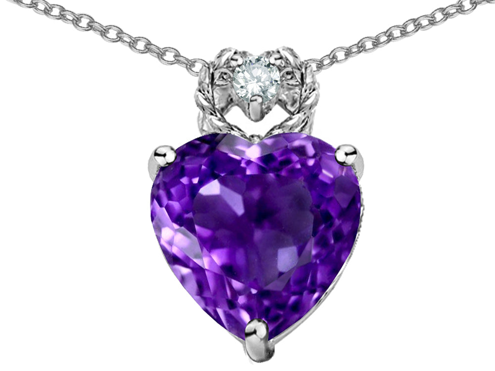 Star K™ Heart Rope Pendant Necklace with Genuine 8mm Amethyst