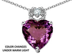 Star K™ Heart Rope Pendant Necklace with 8mm Simulated Alexandrite