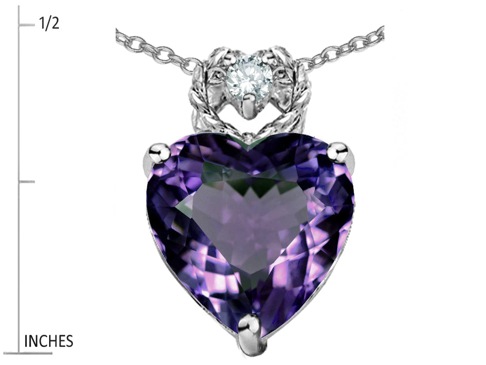 Star K™ Heart Rope Pendant Necklace with 8mm Simulated Alexandrite