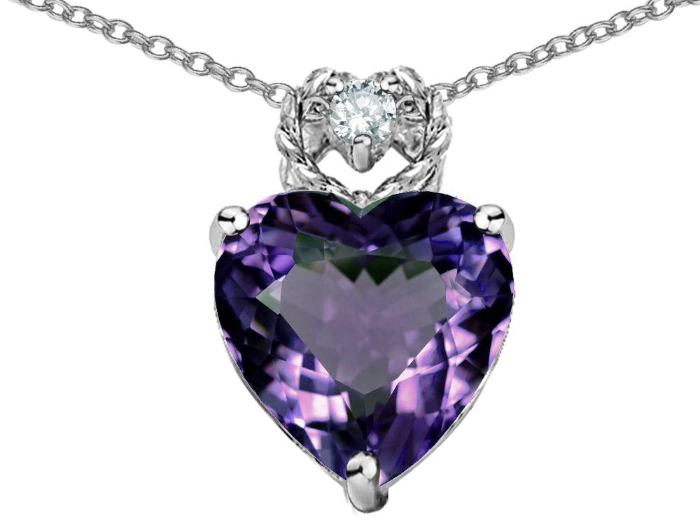 Star K™ Heart Rope Pendant Necklace with 8mm Simulated Alexandrite