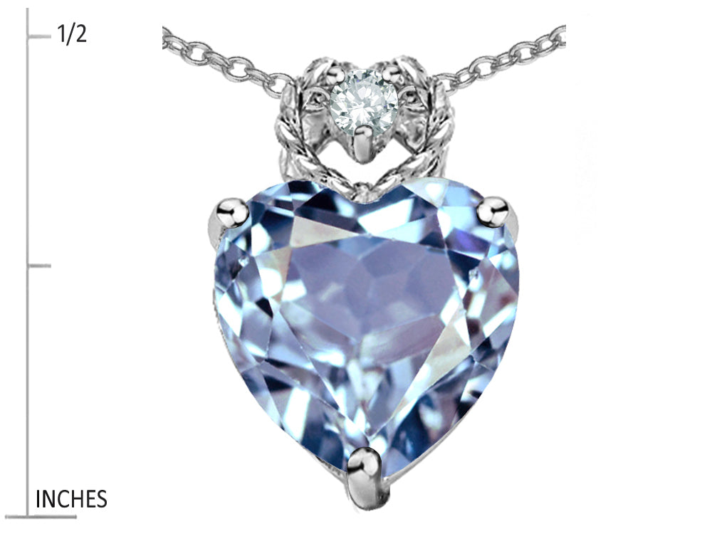 Star K™ Heart Rope Pendant Necklace with Simulated Aquamarine