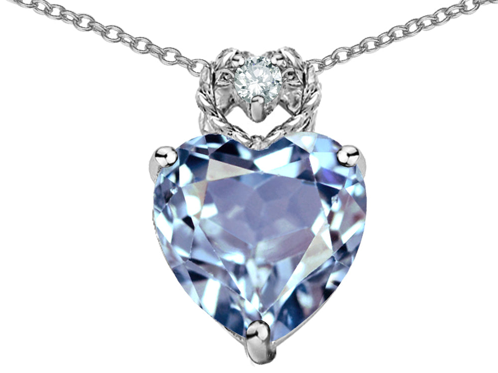 Star K™ Heart Rope Pendant Necklace with Simulated Aquamarine