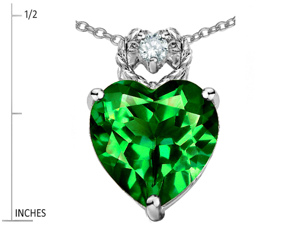 Star K™ Heart Rope Pendant Necklace with Simulated Emerald