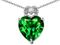 Star K™ Heart Rope Pendant Necklace with Simulated Emerald
