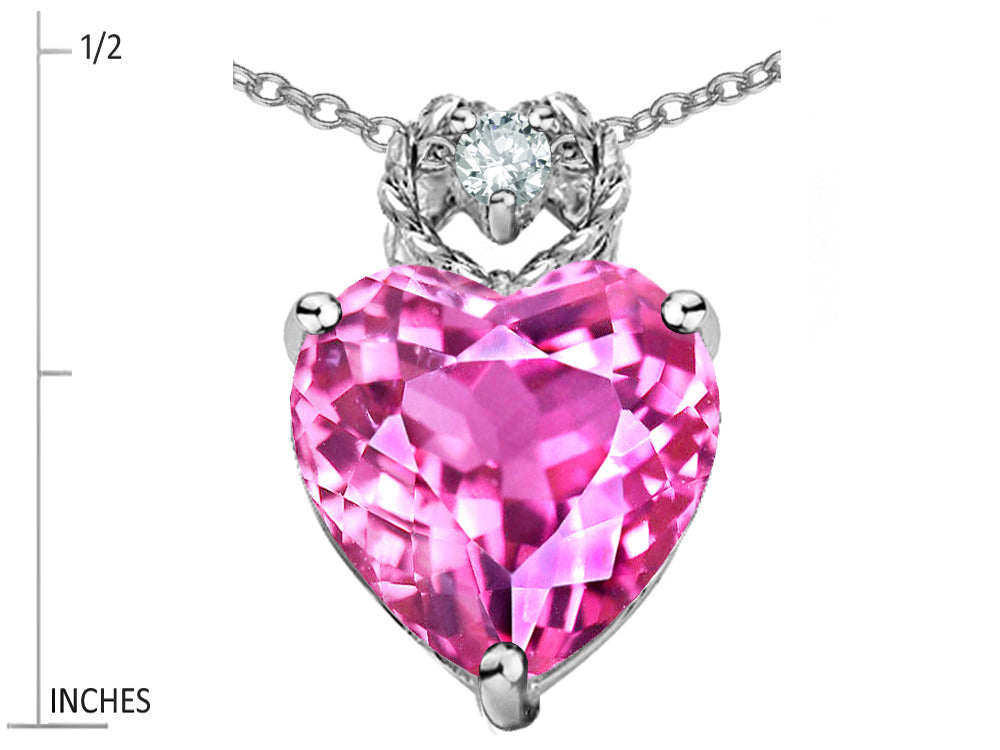 Star K™ Heart Rope Pendant Necklace with Created Pink Sapphire