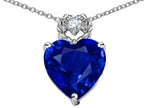 Star K™ Heart Rope Pendant Necklace with Created Sapphire
