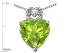 Star K™ Heart Rope Pendant Necklace with Genuine Peridot