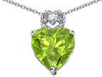 Star K™ Heart Rope Pendant Necklace with Genuine Peridot