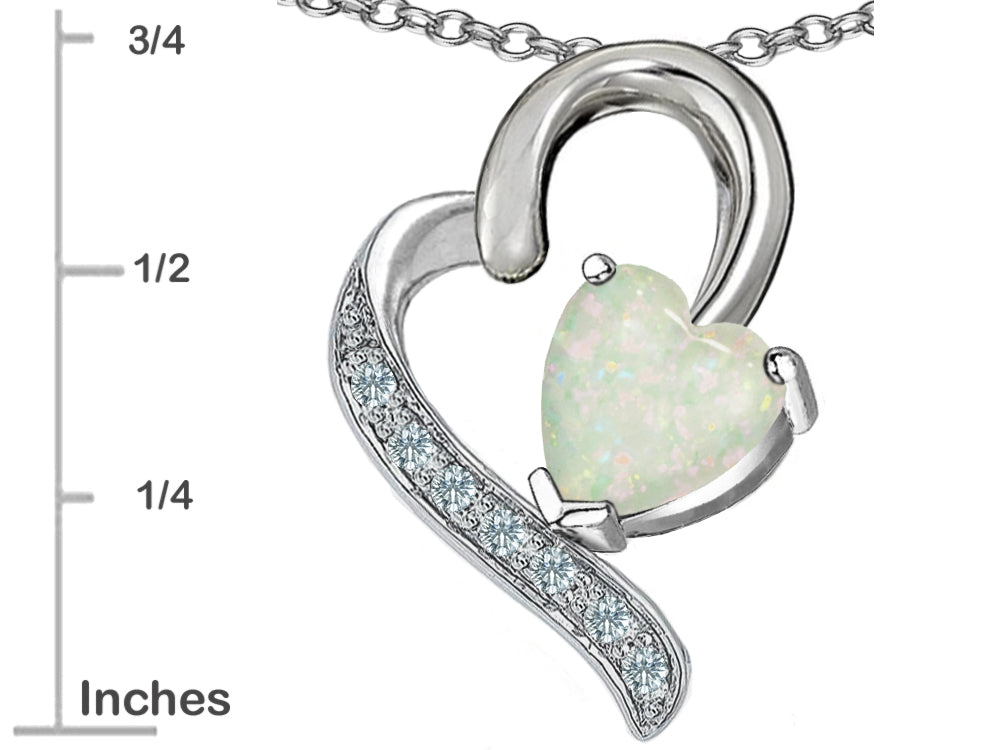 Star K™ 7mm Heart Shape Created Opal and Cubic Zirconia Heart Pendant Necklace