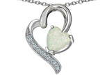 Star K™ 7mm Heart Shape Created Opal and Cubic Zirconia Heart Pendant Necklace