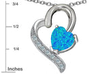 Star K™ 7mm Heart Shape Blue Created Opal and Cubic Zirconia Heart Pendant Necklace