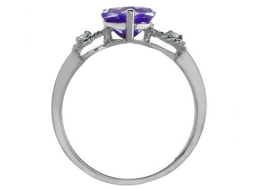Tommaso Design Simulated Alexandrite Heart Shape Engagement Promise Ring