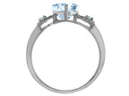 Tommaso Design Genuine Aquamarine Heart Shape Engagement Promise Ring