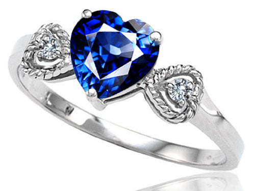 Tommaso Design™ Created Blue Sapphire Heart Shape Engagement Promise Ring
