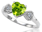 Tommaso Design Genuine Peridot Heart Shape Engagement Promise Ring