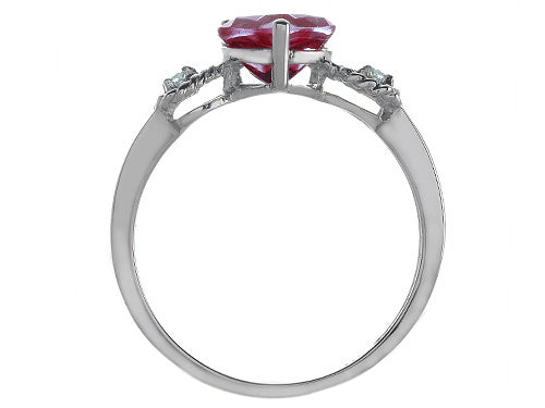 Tommaso Design Genuine Garnet Heart Shape Engagement Promise Ring