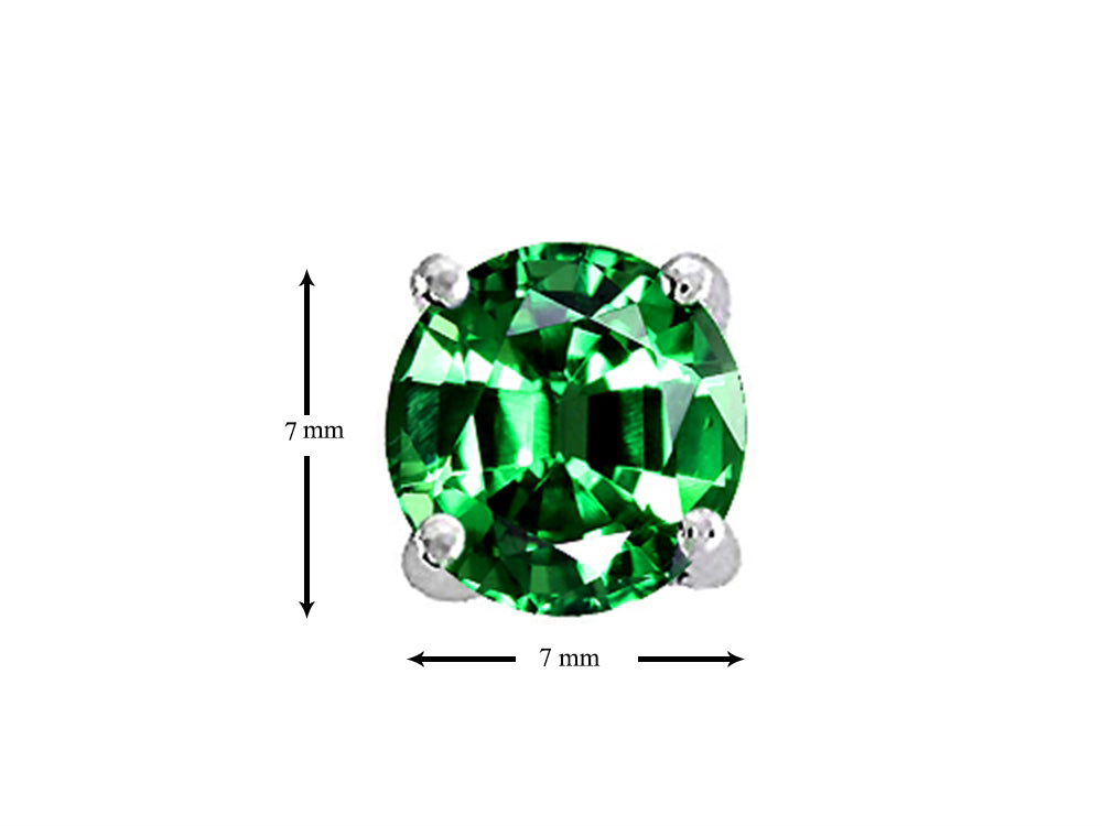 Star K™ Round 7mm Simulated Emerald Earrings Studs