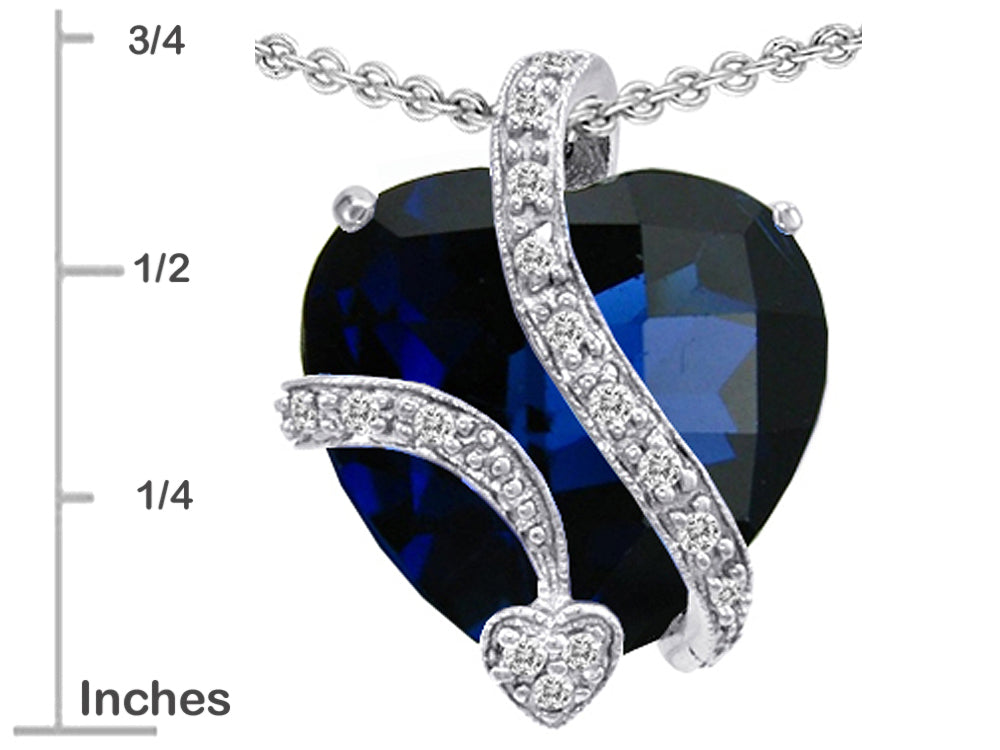 Star K™ Large 15mm Heart Shape Dark Simulated Sapphire Love Pendant Necklace