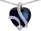 Star K™ Large 15mm Heart Shape Dark Simulated Sapphire Love Pendant Necklace