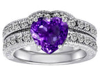 Star K™ 8mm Heart Shape Genuine Amethyst Wedding Set