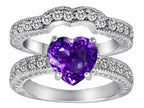 Star K™ 8mm Heart Shape Genuine Amethyst Wedding Set