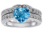 Star K™ 8mm Heart Shape Genuine BlueTopaz Wedding Set