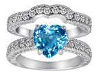 Star K™ 8mm Heart Shape Genuine BlueTopaz Wedding Set