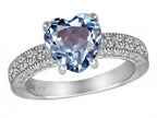 Star K 8mm Heart Shape Simulated Aquamarine Ring